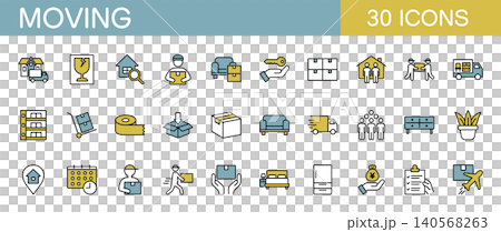 Line icon set related to moving color Line icon set related to moving color 140568263