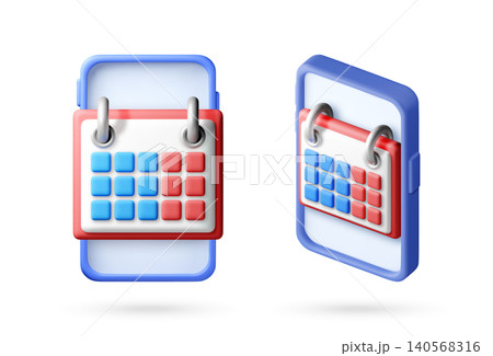 3D set of calendar on smartphone screen 140568316