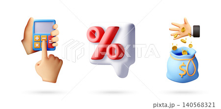 3D set Business finance concept for banking 140568321