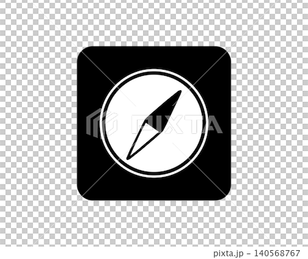Square flat icon illustration material of a compass/magnetic compass. Square flat icon illustration material of a compass/magnetic compass. 140568767
