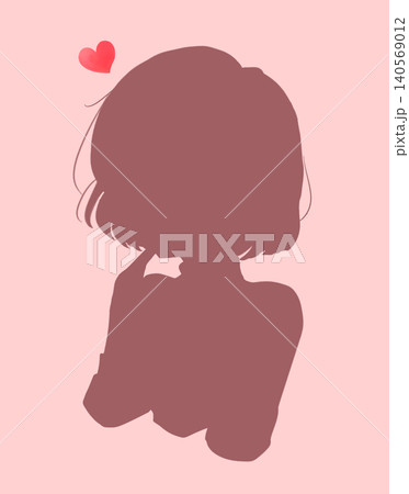 恋をしている女性　口元に指を添える　シルエット 140569012