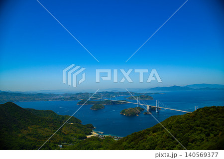 亀老山展望公園から見た来島海峡大橋 亀老山展望公園から見た来島海峡大橋 140569377