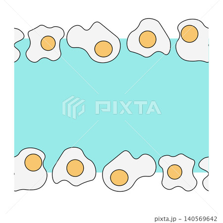 Fried eggs Egg Colored horizontal border frame template hand drawn illustration. Vector graphic line art. Food illustration decorative pattern For logo, web, package, sticker. Fried eggs Egg Colored horizontal border frame template hand drawn illustration. Vector graphic line art. Food illustration decorative pattern For logo, web, package, sticker. 140569642