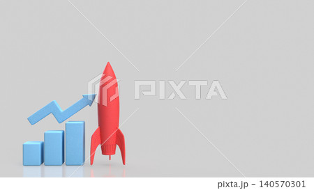 Rocket Launch And Rising Chart For Business Growth 3d render. Rocket Launch And Rising Chart For Business Growth 3d render. 140570301
