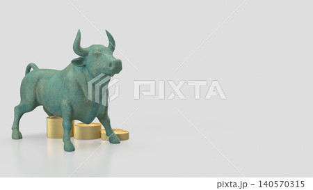 Bull Market Wealth Concept With Coins On White Background 3d render. 140570315