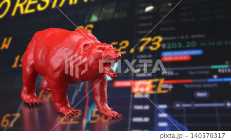 Red Bear Market Warning On Digital Trading Screen 3d render. Red Bear Market Warning On Digital Trading Screen 3d render. 140570317