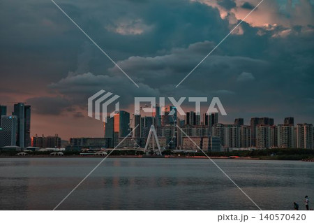 cityscape at sunset cityscape at sunset 140570420