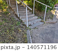 Concrete Staircase with Metal Railings in Urban City Environment 140571196