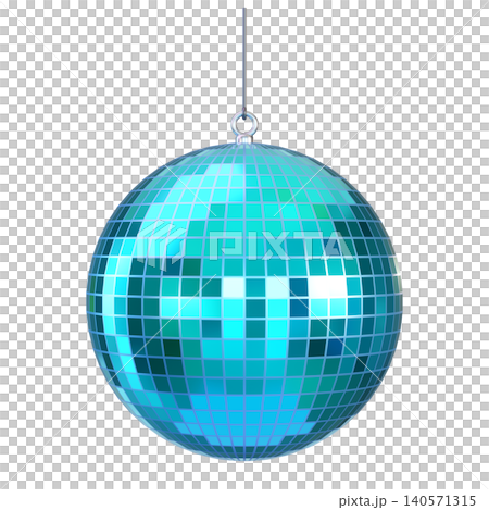 Glossy turquoise and blue Disco Ball, isolated on background for vibrant party decoration, 3D render. Glossy turquoise and blue Disco Ball, isolated on background for vibrant party decoration, 3D render. 140571315