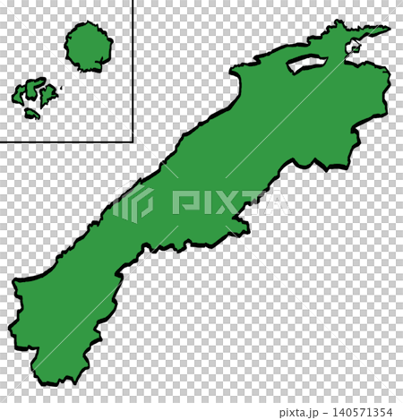 Illustration of a map of Shimane Prefecture (green/brushstroke style) Japanese style Illustration of a map of Shimane Prefecture (green/brushstroke style) Japanese style 140571354