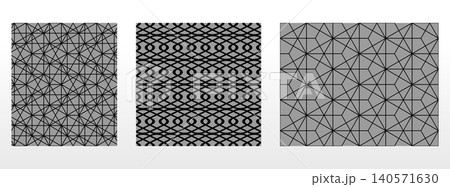 Geometric set of seamless black and gray patterns. Simple vector graphics 140571630