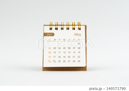 May 2027 Mini desk calendar on white background. May 2027 Mini desk calendar on white background. 140571790