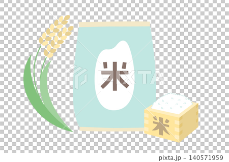 Vector illustration of rice, rice stalks, and rice bags Vector illustration of rice, rice stalks, and rice bags 140571959