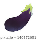 緑ヘタ茄子のイラスト 1本 水彩風 透過PNG 140572051