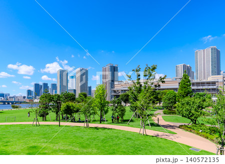 東京・豊洲 豊洲公園と高層マンションが広がる風景 東京・豊洲 豊洲公園と高層マンションが広がる風景 140572135