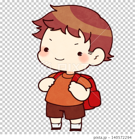 Illustration of a boy wearing a backpack Illustration of a boy wearing a backpack 140572294
