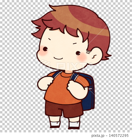 一個男孩背著書包的插圖 一個男孩背著書包的插圖 140572295