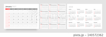 Monthly calendar layout for 2027. Planner diary. Monthly calendar layout for 2027. Planner diary. 140572362