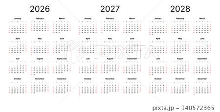 Annual calendar template, one page, Sunday start. Annual calendar template, one page, Sunday start. 140572365