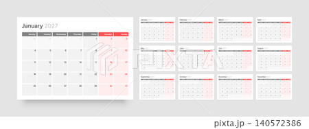 Monthly calendar layout for 2027. Planner diary. Monthly calendar layout for 2027. Planner diary. 140572386