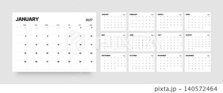 Monthly calendar layout for 2027. Planner diary. Monthly calendar layout for 2027. Planner diary. 140572464