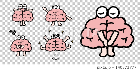 ピンクの脳のかわいいキャラクターイラスト ピンクの脳のかわいいキャラクターイラスト 140572777