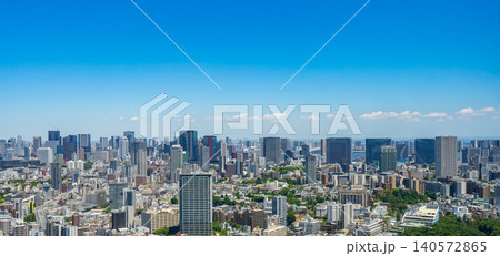 港区の街並みを一望する東京の都市景観（高輪、三田、浜松町方面） 140572865
