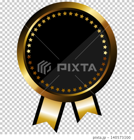 Cyberpunk ribbon-adorned round metallic frame in black and gold. Cyberpunk ribbon-adorned round metallic frame in black and gold. 140573100