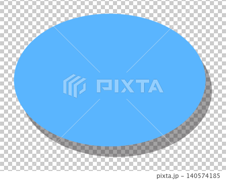 A horizontally elongated blue oval with a shadow in the bottom right corner, which can be used as a background or icon base. 140574185