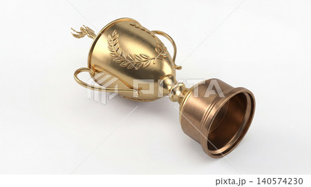 Golden victory trophy cup for achievement illustration with achievement champion competition celebration excellence prestige ceremony illustration metallic recognition 140574230