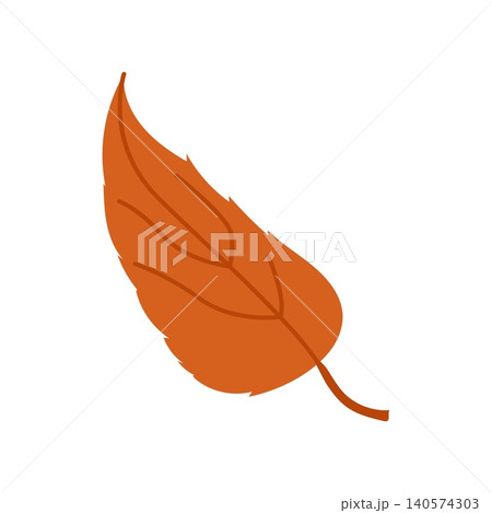 Isolated bright orange autumn leaf vector illustration fall foliage element 140574303