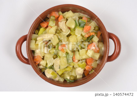 Chicken Pot Pie Filling with Vegetables in Ceramic Bowl Chicken Pot Pie Filling with Vegetables in Ceramic Bowl 140574472