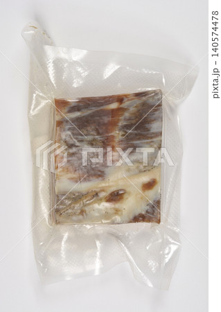 Vacuum Packed Smoked Pork Belly Bacon on White Background Vacuum Packed Smoked Pork Belly Bacon on White Background 140574478