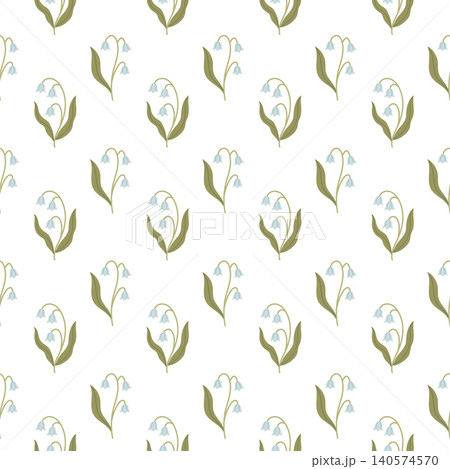 Seamless pattern with lily of the valley flowers on white Seamless pattern with lily of the valley flowers on white 140574570