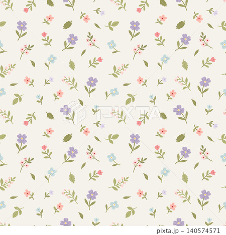 Small seamless floral pattern with tiny wildflowers on beige Small seamless floral pattern with tiny wildflowers on beige 140574571