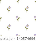 Minimal seamless pattern with purple flowers on white 140574696