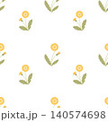 Minimal seamless pattern with dandelion flowers on white 140574698