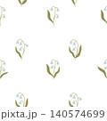 Minimal seamless pattern with lily of the valley on white 140574699