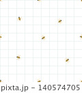 Seamless gingham check pattern with bees on white 140574705