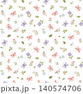 Small seamless floral pattern with butterflies and bees on white 140574706