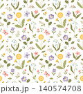 Light seamless wildflower pattern with bees and butterflies 140574708