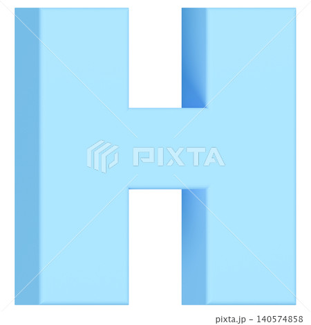3D素材_アルファベット_H_水色 3D素材_アルファベット_H_水色 140574858