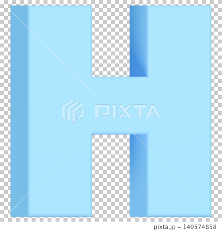3D素材_アルファベット_H_水色 3D素材_アルファベット_H_水色 140574858