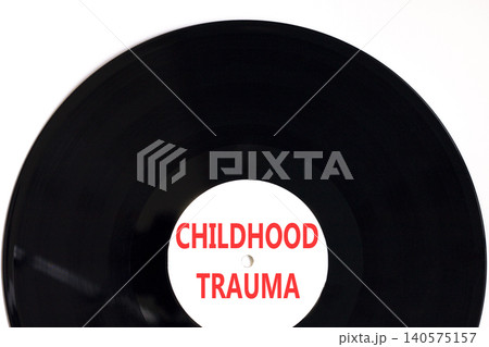 Childhood trauma words symbol. Concept words Childhood trauma on beautiful black vinyl disk. Beautiful white background. Psychological childhood trauma support concept. Copy space. Childhood trauma words symbol. Concept words Childhood trauma on beautiful black vinyl disk. Beautiful white background. Psychological childhood trauma support concept. Copy space. 140575157