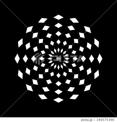Radial Rotation Circle Dots Pattern on Black Background. 140575349