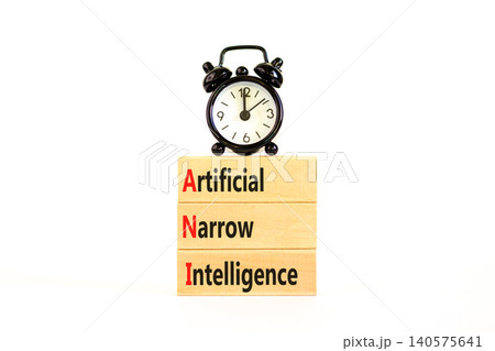 ANI artificial narrow intelligence symbol. Concept words ANI artificial narrow intelligence on beautiful wooden blocks. Alarm clock. Beautiful white background. Business ANI narrow concept. Copy space ANI artificial narrow intelligence symbol. Concept words ANI artificial narrow intelligence on beautiful wooden blocks. Alarm clock. Beautiful white background. Business ANI narrow concept. Copy space 140575641