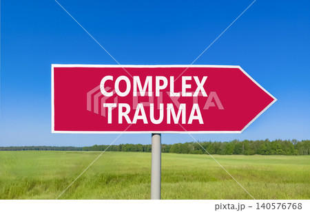 Complex trauma words symbol. Concept words Complex trauma on beautiful red road sign. Beautiful blue sky green field background. Psychological complex trauma support concept. Copy space. Complex trauma words symbol. Concept words Complex trauma on beautiful red road sign. Beautiful blue sky green field background. Psychological complex trauma support concept. Copy space. 140576768