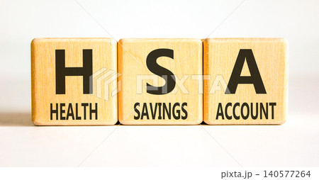 HSA health saving account symbol. Concept words HSA health saving account on beautiful wooden blocks. Beautiful white background. Medical HSA health saving account concept. Copy space. HSA health saving account symbol. Concept words HSA health saving account on beautiful wooden blocks. Beautiful white background. Medical HSA health saving account concept. Copy space. 140577264