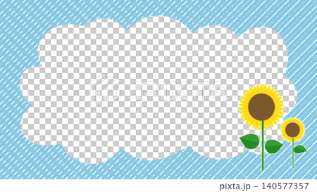 淺藍色背景，帶有白色斜條紋和雲朵形狀的邊框（夏季/透明） 140577357