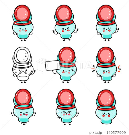 Cute toilet character expression collection set 140577909